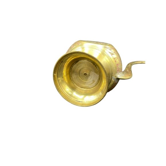 Vintage Etched Brass Tea pot Pitcher Genie Lamp 10" - Picture 5 of 12